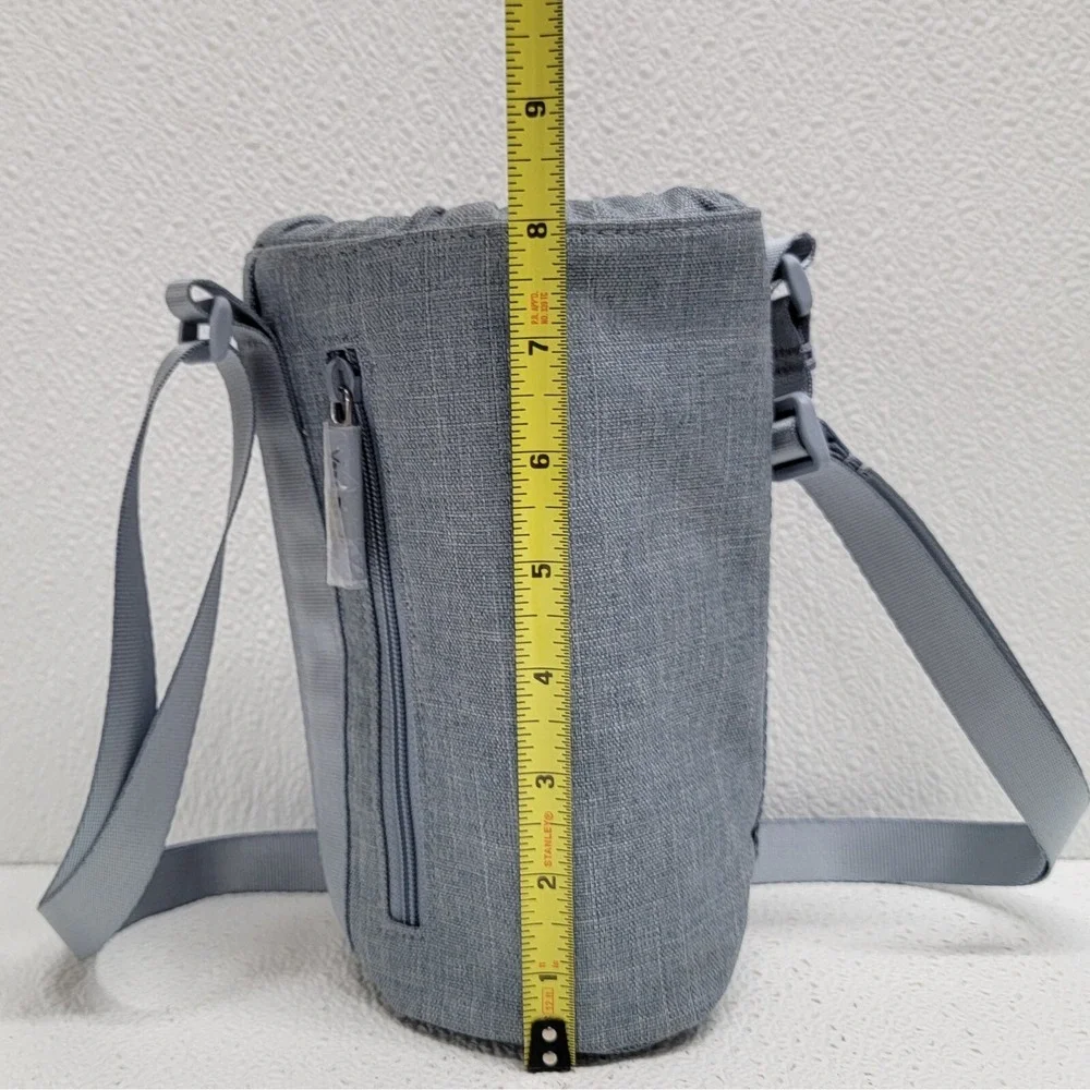 Vera Bradley Lighten Up Water Bottle Crossbody Bag Zen Gray NWOT Denim Blue